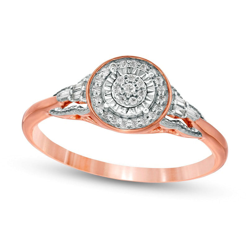 0.17 CT. T.W. Composite Natural Diamond Frame Antique Vintage-Style Promise Ring in Solid 10K Rose Gold