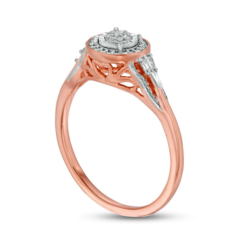 0.17 CT. T.W. Composite Natural Diamond Frame Antique Vintage-Style Promise Ring in Solid 10K Rose Gold