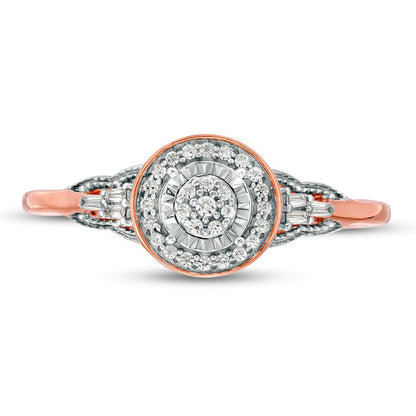 0.17 CT. T.W. Composite Natural Diamond Frame Antique Vintage-Style Promise Ring in Solid 10K Rose Gold