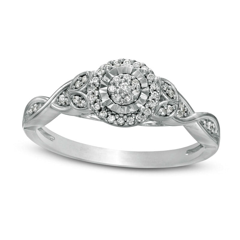 0.17 CT. T.W. Composite Natural Diamond Frame Petal-Sides Promise Ring in Solid 10K White Gold