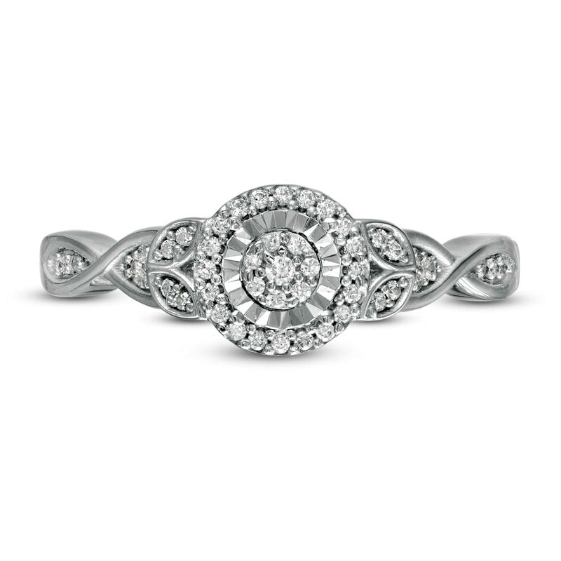 0.17 CT. T.W. Composite Natural Diamond Frame Petal-Sides Promise Ring in Solid 10K White Gold