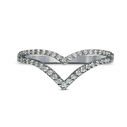 0.25 CT. T.W. Natural Diamond Double Chevron Split Shank Anniversary Band in Solid 10K White Gold