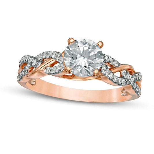 1.25 CT. T.W. Natural Diamond Twist Shank Engagement Ring in Solid 14K Rose Gold