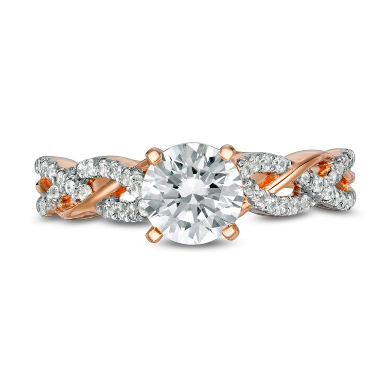 1.25 CT. T.W. Natural Diamond Twist Shank Engagement Ring in Solid 14K Rose Gold