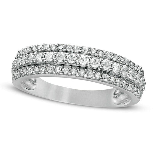 0.50 CT. T.W. Natural Diamond Multi-Row Band in Solid 10K White Gold