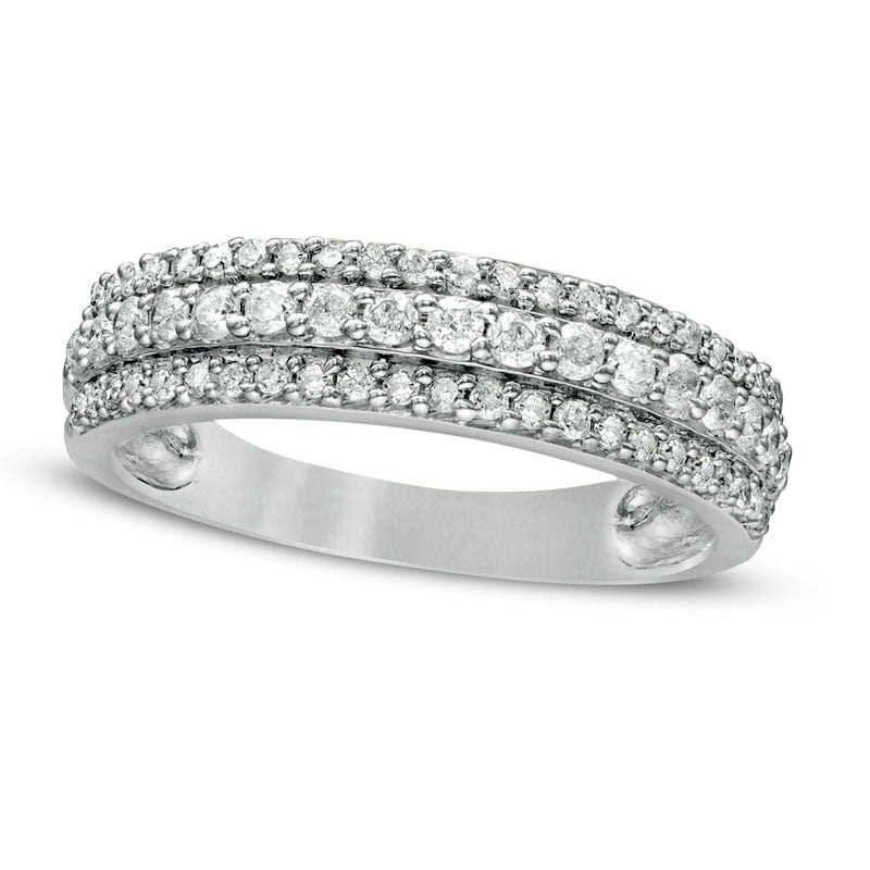 0.50 CT. T.W. Natural Diamond Multi-Row Band in Solid 10K White Gold