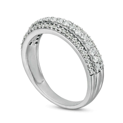 0.50 CT. T.W. Natural Diamond Multi-Row Band in Solid 10K White Gold