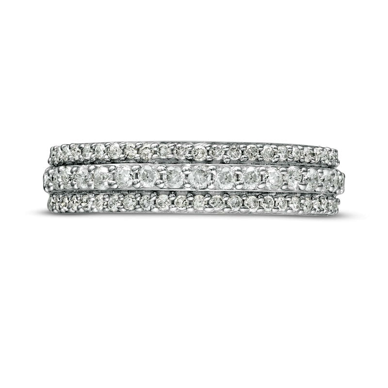 0.50 CT. T.W. Natural Diamond Multi-Row Band in Solid 10K White Gold