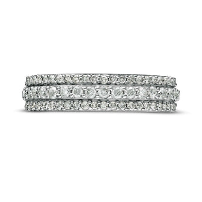 0.50 CT. T.W. Natural Diamond Multi-Row Band in Solid 10K White Gold