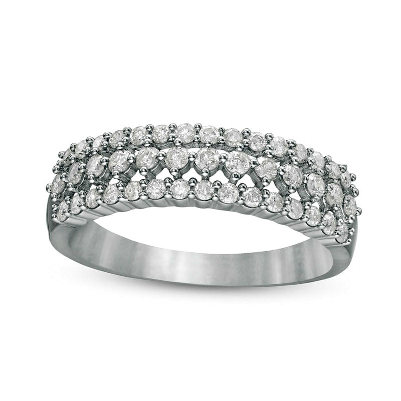 0.50 CT. T.W. Natural Diamond Multi-Row Band in Solid 10K White Gold