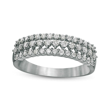 0.50 CT. T.W. Natural Diamond Multi-Row Band in Solid 10K White Gold