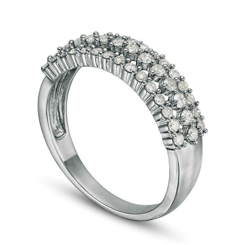 0.50 CT. T.W. Natural Diamond Multi-Row Band in Solid 10K White Gold