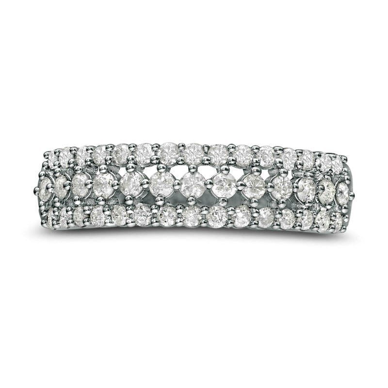 0.50 CT. T.W. Natural Diamond Multi-Row Band in Solid 10K White Gold