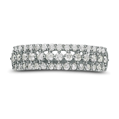 0.50 CT. T.W. Natural Diamond Multi-Row Band in Solid 10K White Gold