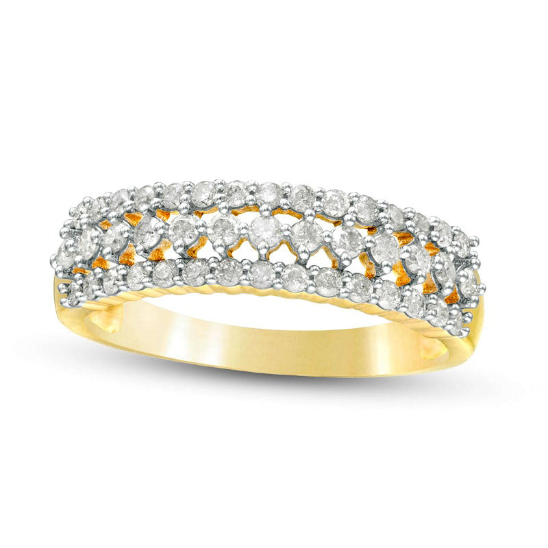0.50 CT. T.W. Natural Diamond Multi-Row Band in Solid 10K Yellow Gold