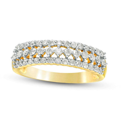 0.50 CT. T.W. Natural Diamond Multi-Row Band in Solid 10K Yellow Gold