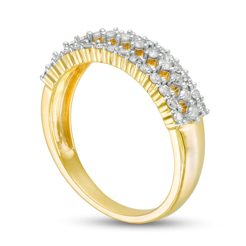 0.50 CT. T.W. Natural Diamond Multi-Row Band in Solid 10K Yellow Gold