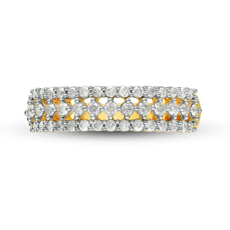 0.50 CT. T.W. Natural Diamond Multi-Row Band in Solid 10K Yellow Gold