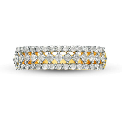 0.50 CT. T.W. Natural Diamond Multi-Row Band in Solid 10K Yellow Gold