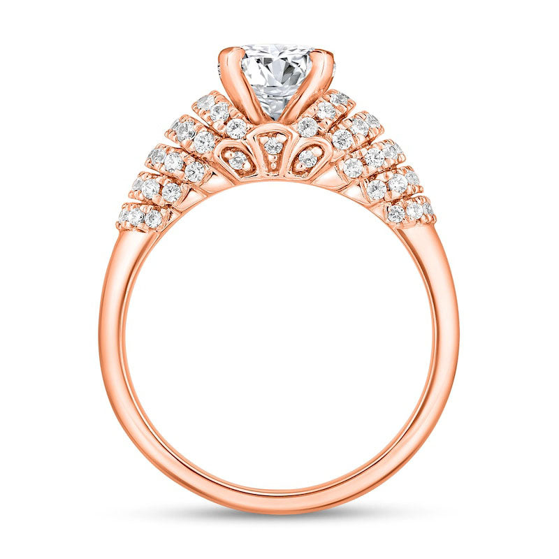 1.5 CT. T.W. Natural Diamond Dome Shank Engagement Ring in Solid 14K Rose Gold