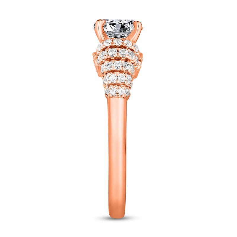1.5 CT. T.W. Natural Diamond Dome Shank Engagement Ring in Solid 14K Rose Gold