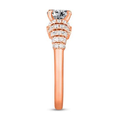 1.5 CT. T.W. Natural Diamond Dome Shank Engagement Ring in Solid 14K Rose Gold