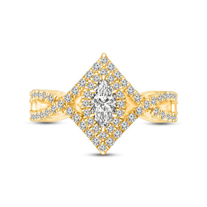 0.75 CT. T.W. Marquise Natural Diamond Frame Split Shank Engagement Ring in Solid 14K Gold