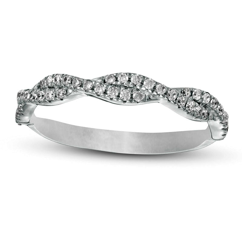 0.25 CT. T.W. Natural Diamond Twist Stackable Band in Solid 14K White Gold