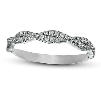 0.25 CT. T.W. Natural Diamond Twist Stackable Band in Solid 14K White Gold