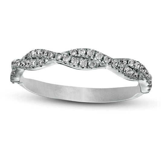 0.25 CT. T.W. Natural Diamond Twist Stackable Band in Solid 14K White Gold