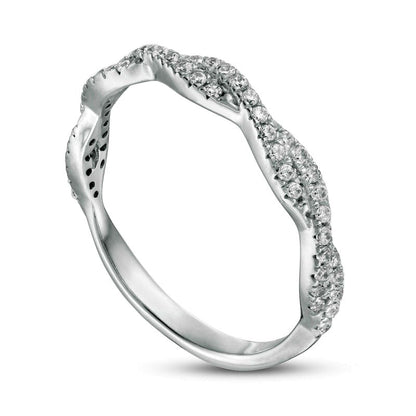 0.25 CT. T.W. Natural Diamond Twist Stackable Band in Solid 14K White Gold