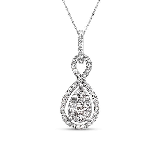 0.63 CT. T.W. Multi-Stone Natural Diamond Infinity Pendant in 10K White Gold