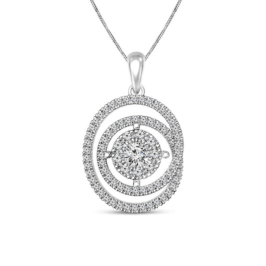 0.5 CT. T.W. Natural Diamond Frame Swirl Pendant in 10K White Gold