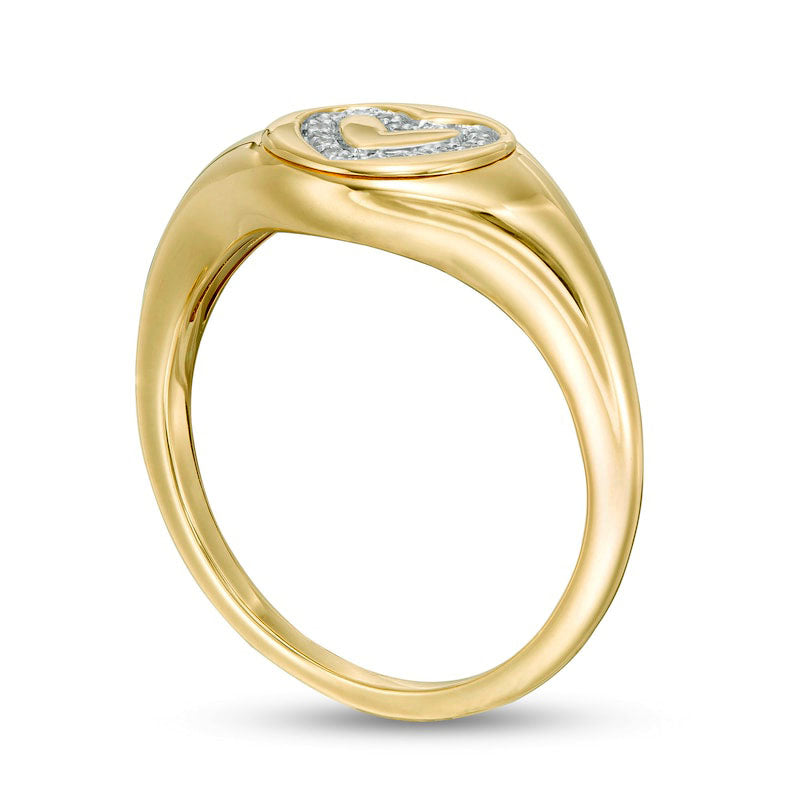 0.05 CT. T.W. Natural Diamond Heart Outline Signet Ring in Solid 14K Gold