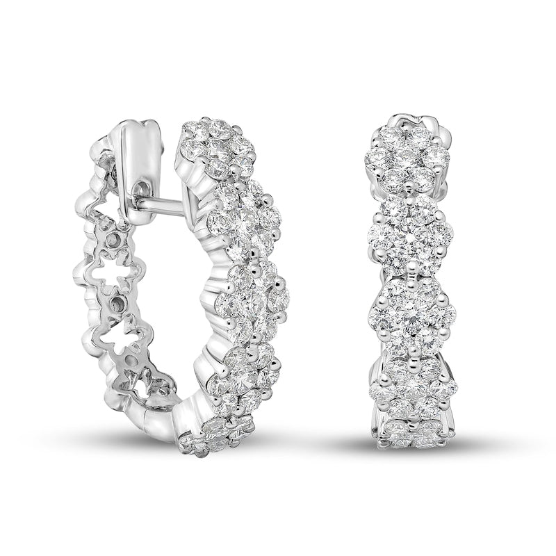 1.17 CT. T.W. Composite Diamond Hoop Earrings in 10K White Gold