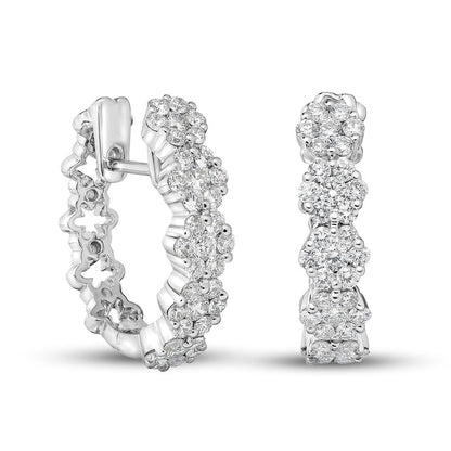 1.17 CT. T.W. Composite Diamond Hoop Earrings in 10K White Gold