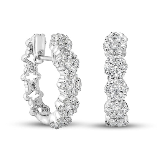 1.17 CT. T.W. Composite Diamond Hoop Earrings in 10K White Gold