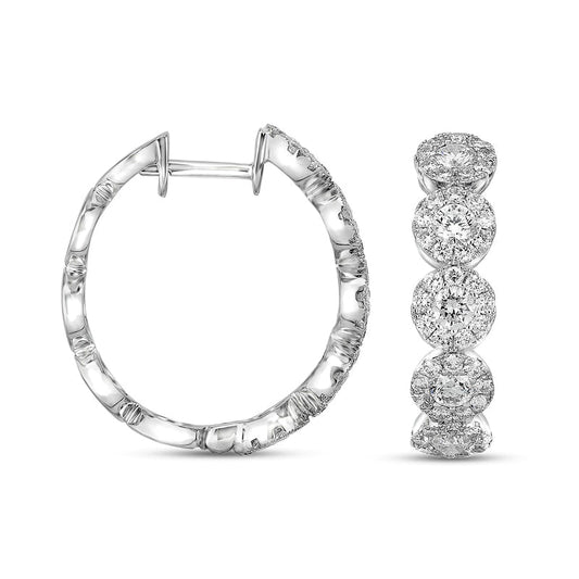 1.33 CT. T.W. Composite Diamond Frame Hoop Earrings in 10K White Gold