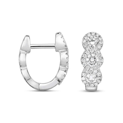 0.63 CT. T.W. Composite Diamond Three Stone Frame Hoop Earrings in 10K White Gold