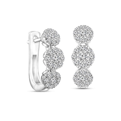 0.75 CT. T.W. Composite Diamond Three Stone Hoop Earrings in 10K White Gold