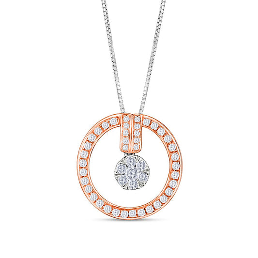 0.25 CT. T.W. Natural Diamond Circle Outline Pendant in 10K Two-Tone Gold