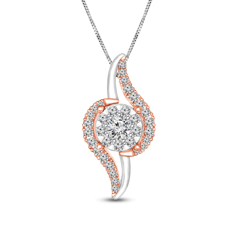 0.33 CT. T.W. Composite Natural Diamond Flame Pendant in 10K Two-Tone Gold