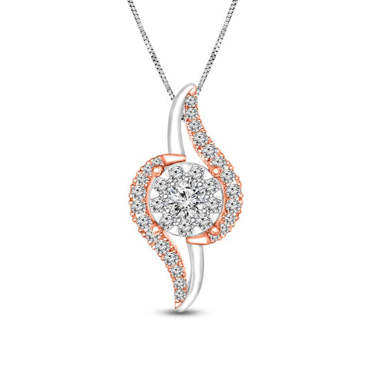 0.33 CT. T.W. Composite Natural Diamond Flame Pendant in 10K Two-Tone Gold