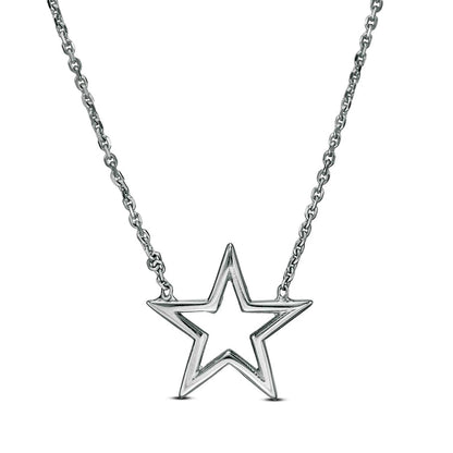 Mini Star Outline Necklace in 14K White Gold