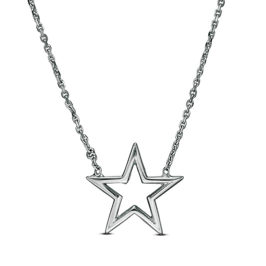 Mini Star Outline Necklace in 14K White Gold