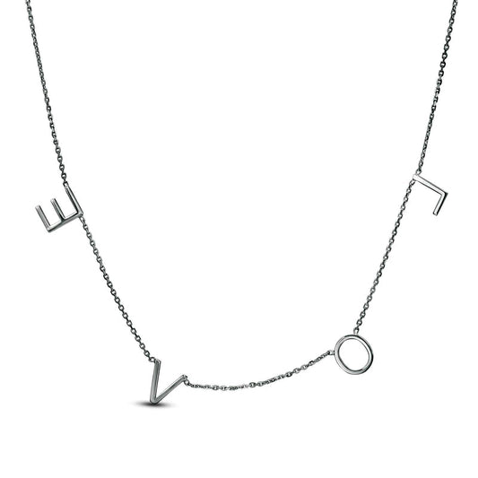 LOVE" Station Necklace in 14K White Gold"