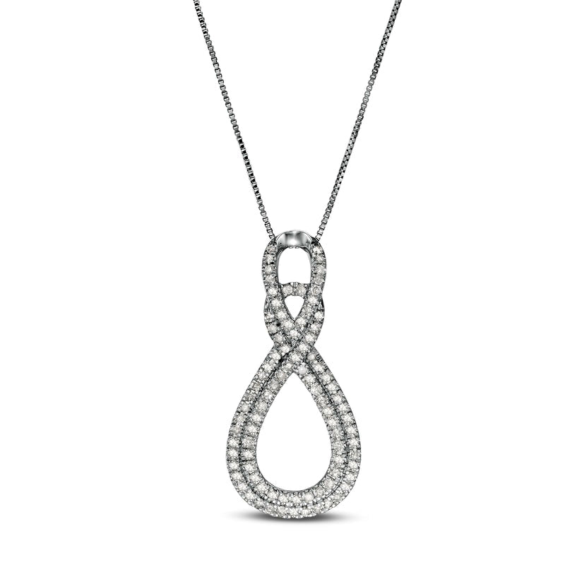 0.5 CT. T.W. Natural Diamond Double Infinity Loop Pendant in 10K White Gold