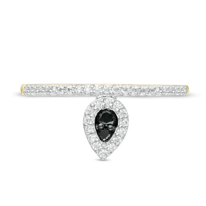 0.17 CT. T.W. Enhanced Black and White Composite Natural Diamond Pear-Shaped Frame Promise Ring in Solid 10K Yellow Gold