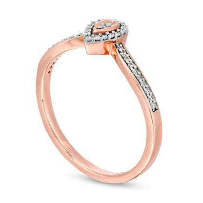 0.13 CT. T.W. Composite Natural Diamond Pear-Shaped Frame Chevron Promise Ring in Solid 10K Rose Gold