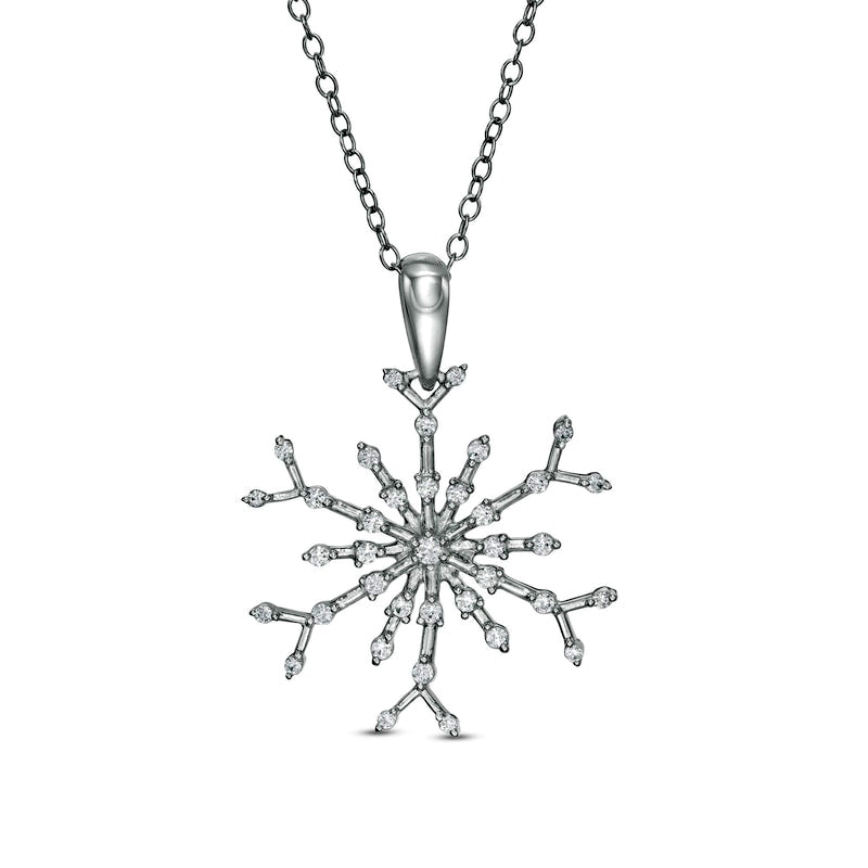 0.33 CT. T.W. Natural Diamond Snowflake Pendant in Sterling Silver